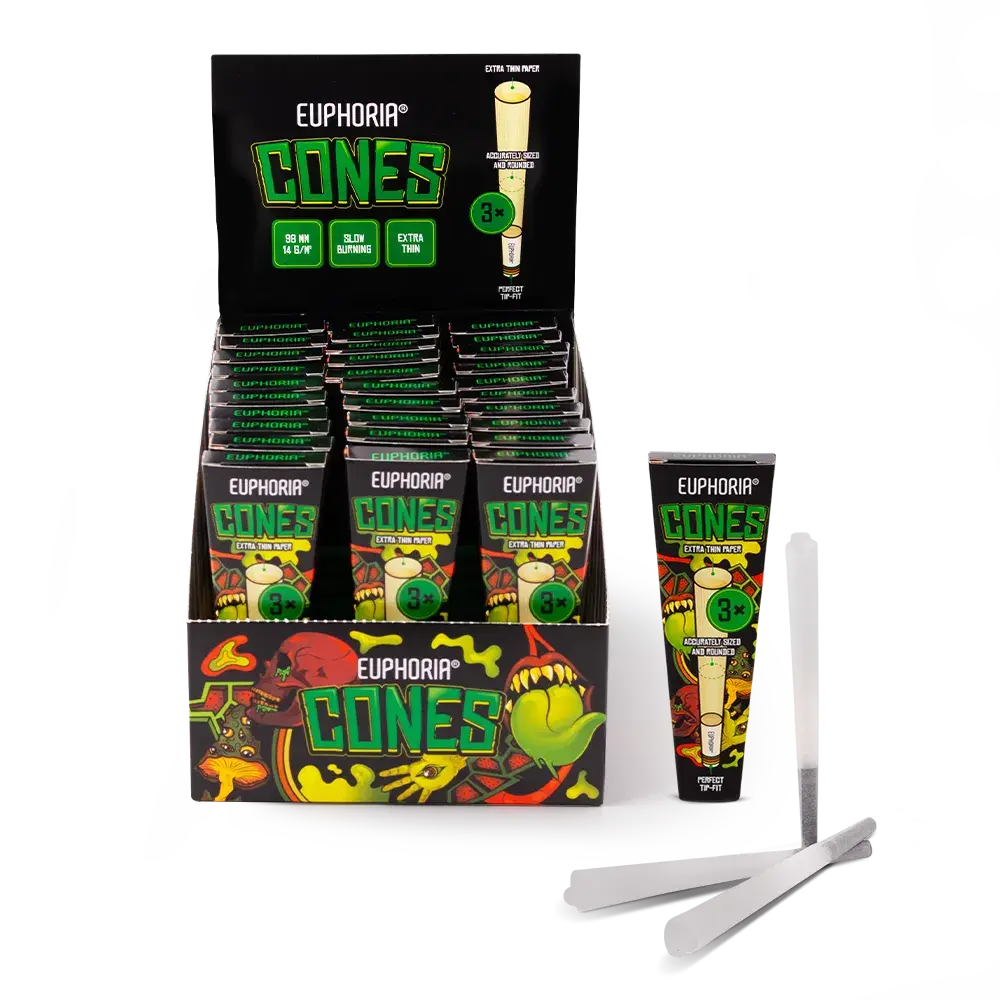Euphoria Kingsize Slim Cones + Filters, 3 pieces