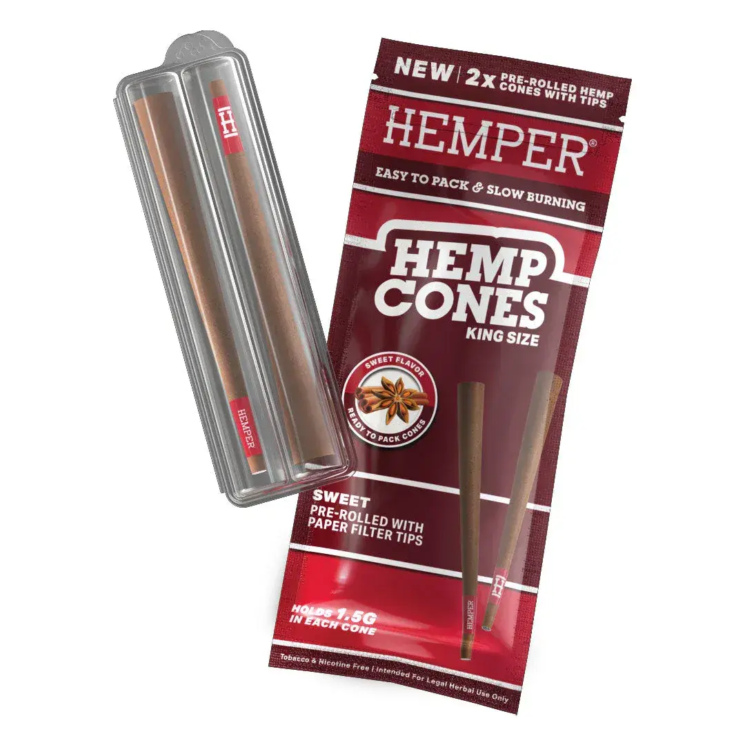 HEMPER King Size Hemp Cones with Paper Tip 2pcs - Sweet