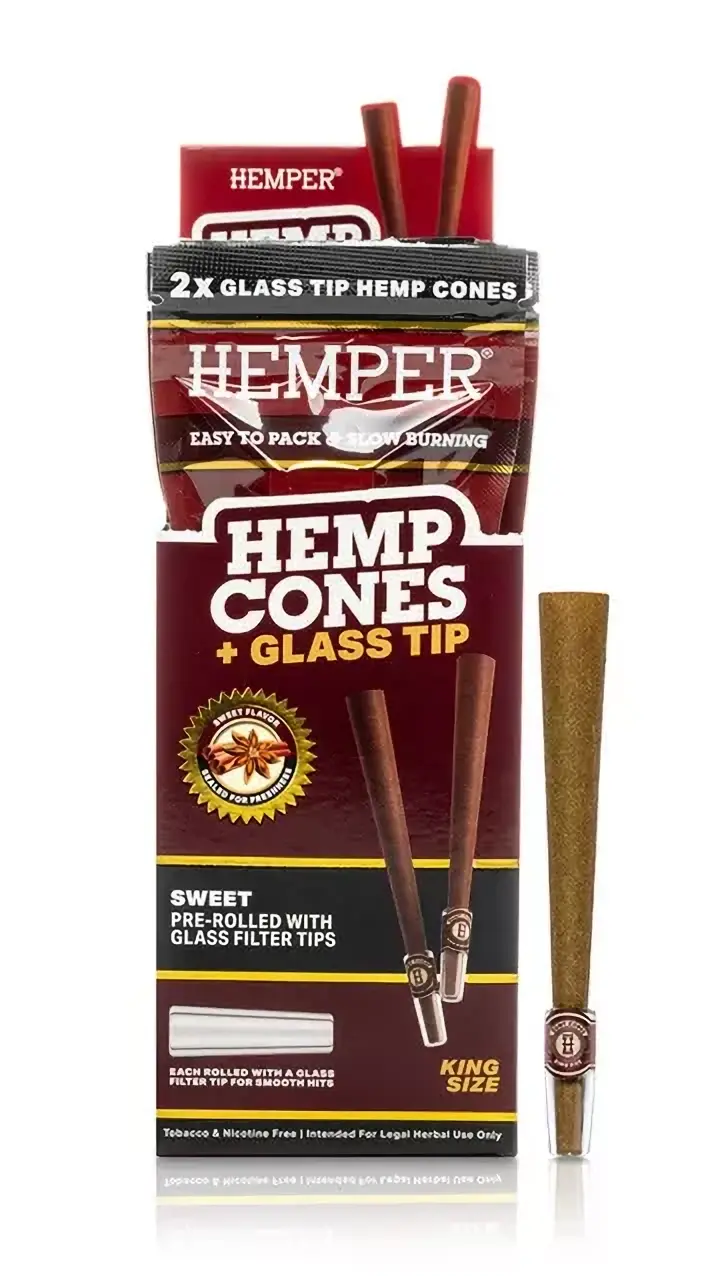 HEMPER King Size Cones + Glass Tip 2 pc. Sweet