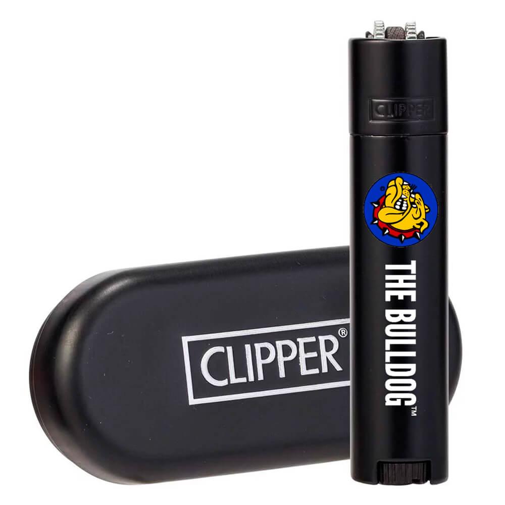 The Bulldog Clipper Matzwarte metal lighter + gift box