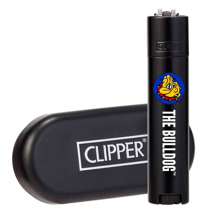 The Bulldog Clipper Matzwarte metal lighter + gift box