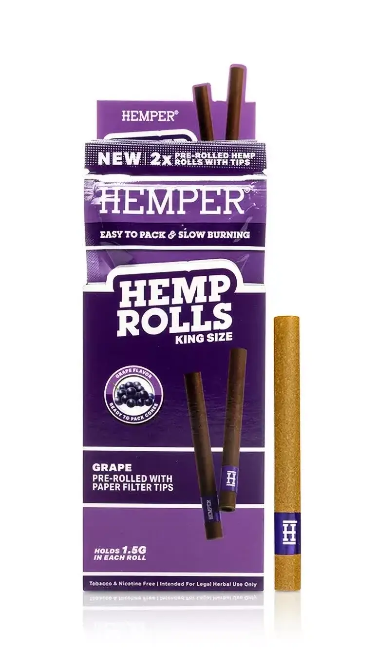 HEMPER Hemp Rolls King Size with paper tip 2 pcs - Grape