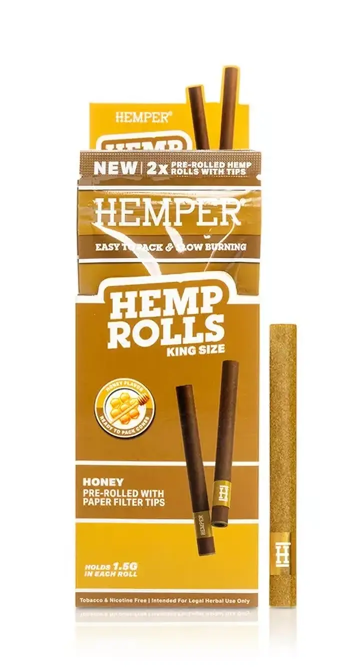 HEMPER Hemp King Size Rolling Papers with Paper Tip 2pcs - Honey