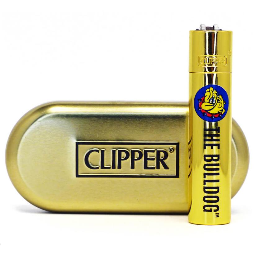 The Bulldog Clipper Golden metal lighter + gift box