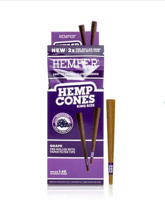 HEMPER King Size Hemp Cones With Paper Tip 2st - Grape