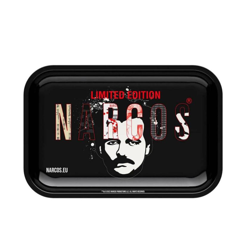 Narcos Metal rolling tray Black edition, medium, 19 x 29 cm