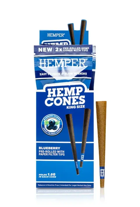 HEMPER King Size Hemp Cones With Paper Tip 2pcs - Blueberry