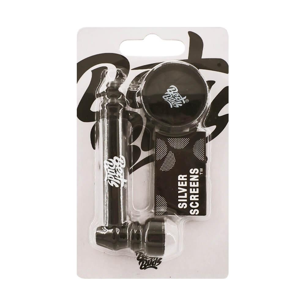 Best Buds Pipsy black metal pipe with mini grinder