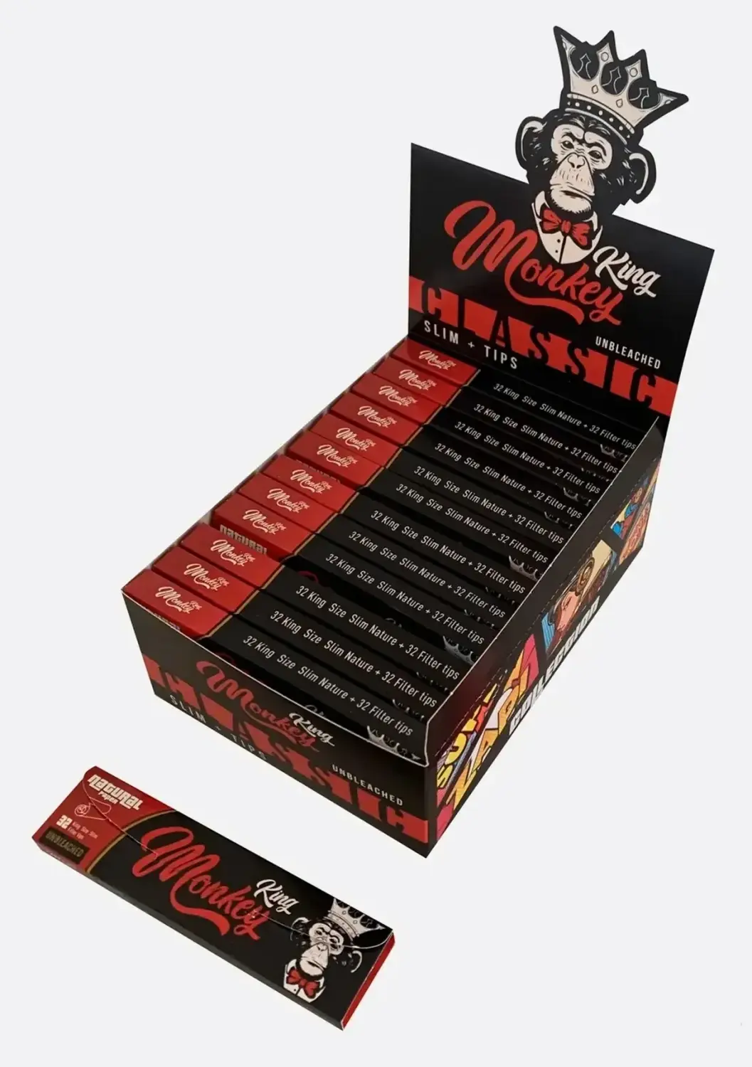 Monkey King KSS Rolling Papers with Filter Tips Classic, 1 pack
