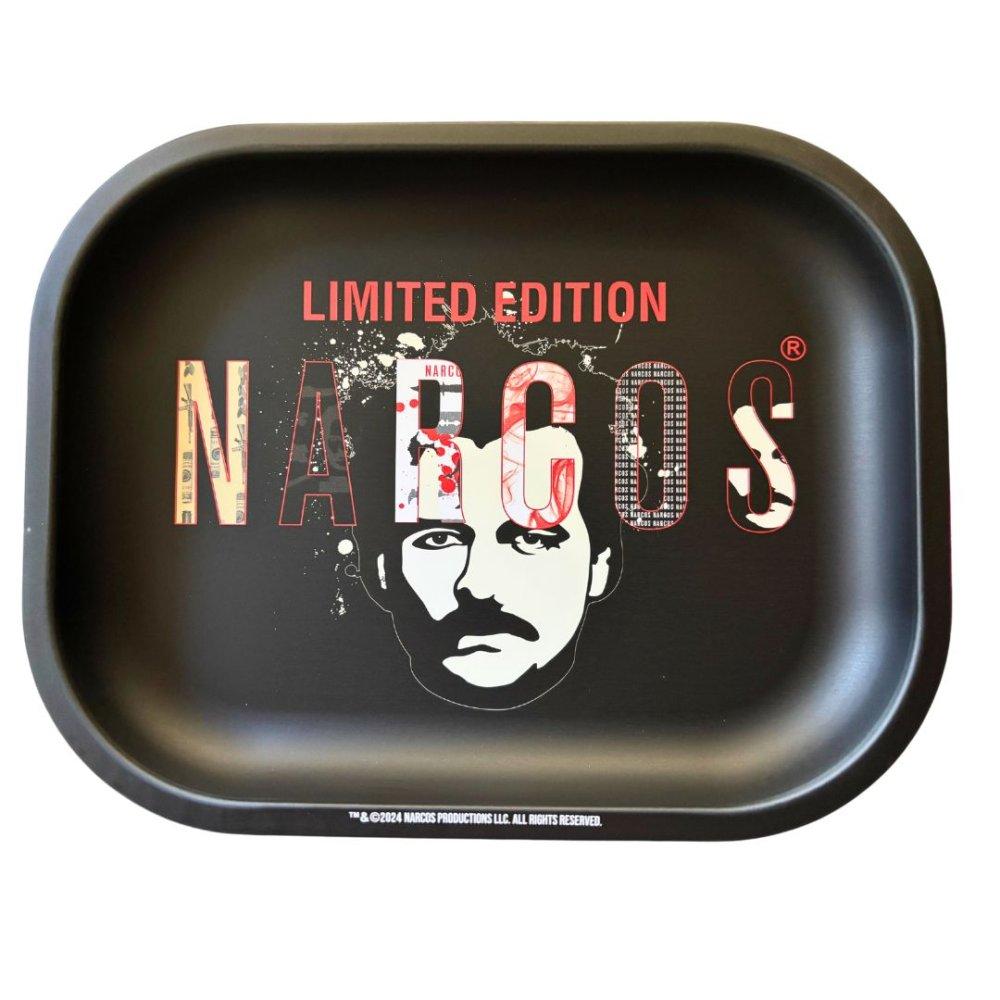 Narcos Metal rolling tray Black Edition, small, 14 x 18 cm