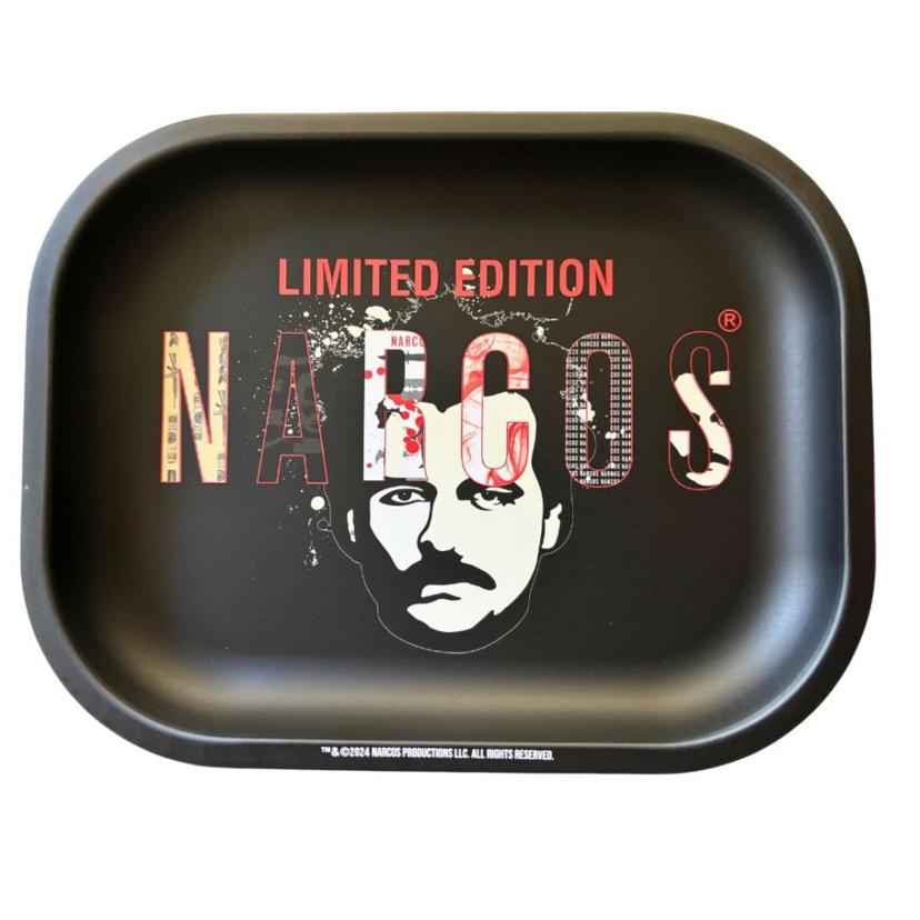Narcos Metal rolling tray Black Edition, small, 14 x 18 cm