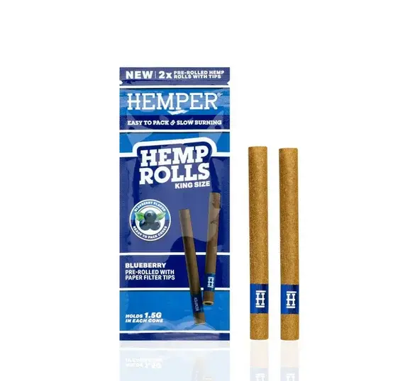 HEMPER Hemp Rolls King Size with paper tip 2 pieces - Blueberry
