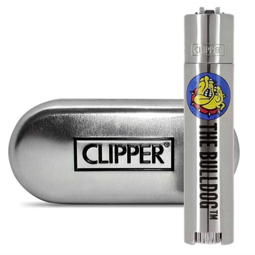 The Bulldog Clipper Silver metal lighter + gift box